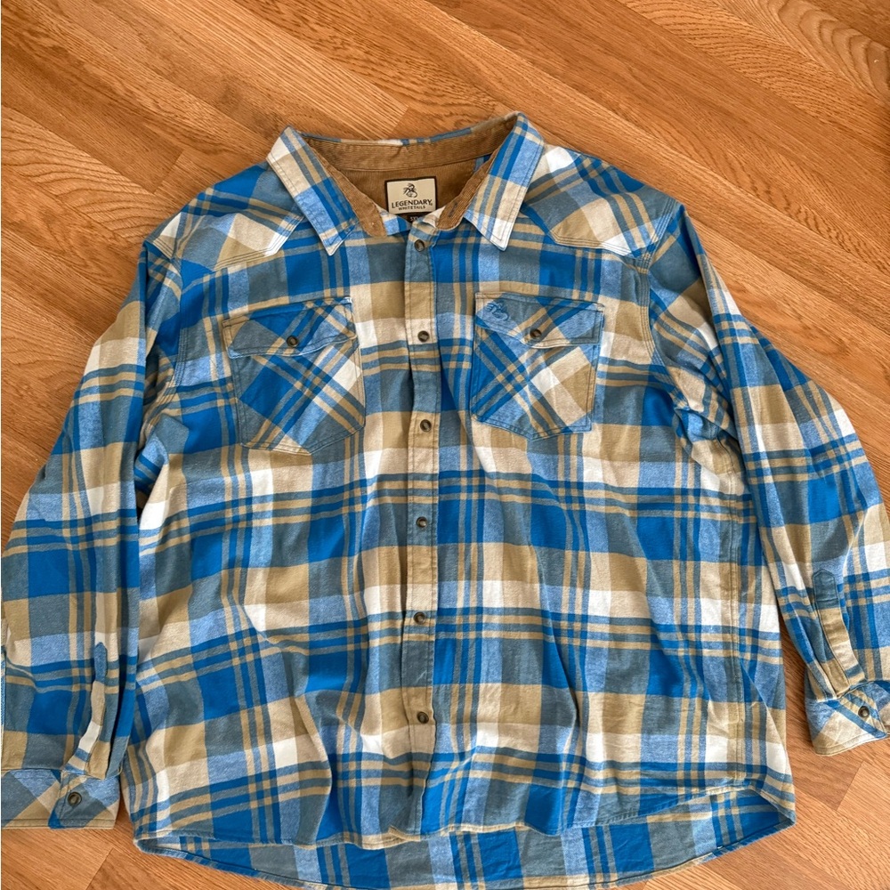 Legendary Whitetails Blue and Brown Plaid Shirt